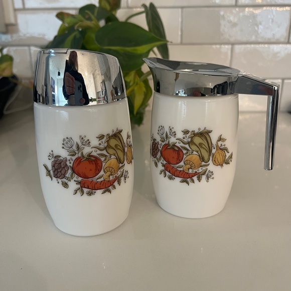 Vintage Dominion Sugar and Cream Dispenser Spice of Life Milk Glass - Picture 1 of 5